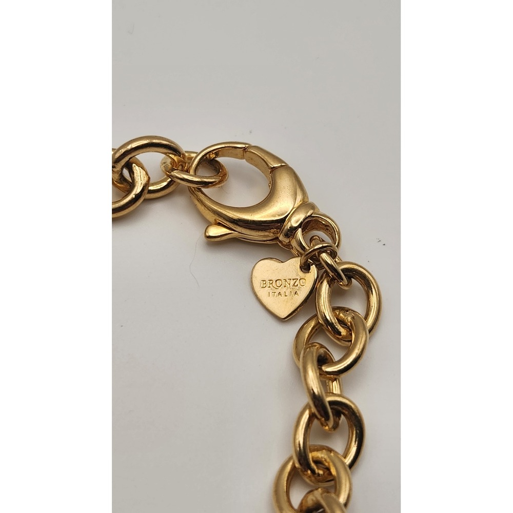 Bronzo Italia Milor Gold Tone Bronze Rolo Chain Bracelet 8 Inch Made in Italy